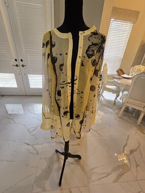 Tricotto Yellow Sheer Floral-Print Blouse